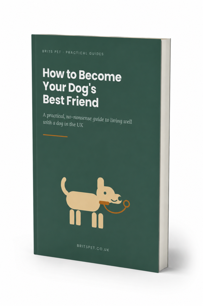 UK dog training guide - 86-page illustrated PDF standing upright on a white background