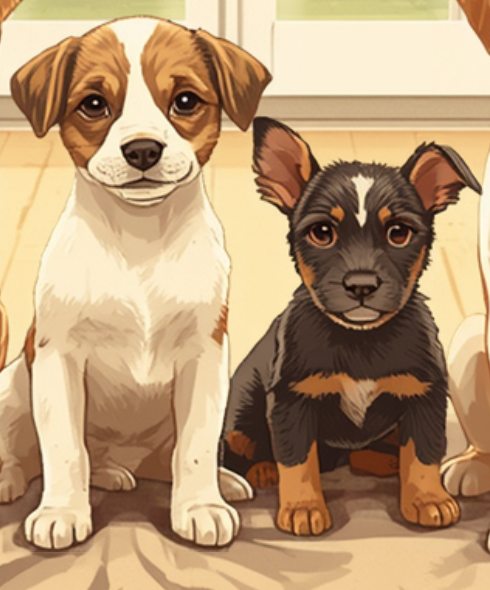 Two young puppies - the puppy blues are common in the first weeks